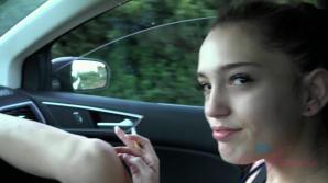 Brooke squirts all over the car.