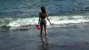 Vina flashes you while you explore until you hit the nude beach